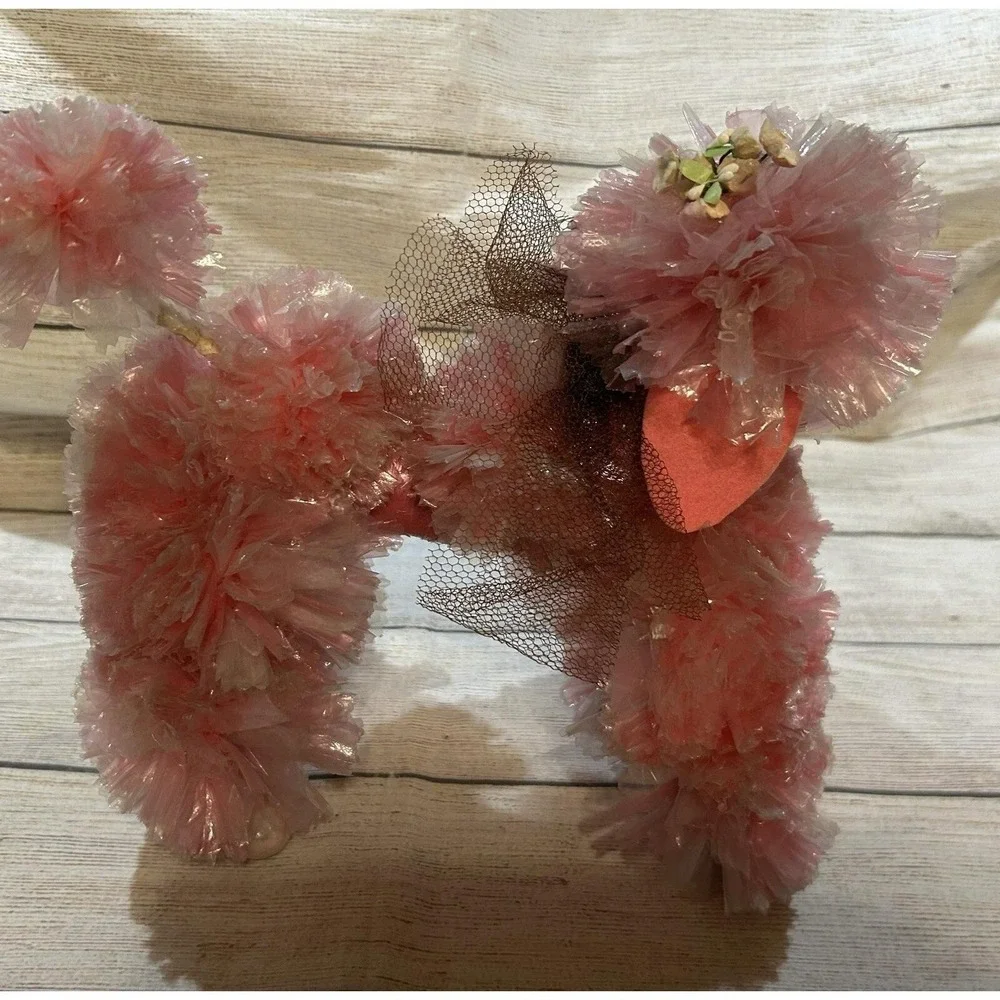 Vintage Kitschy Handmade Plastic Pompom Pom Poms Pink Poodle 9